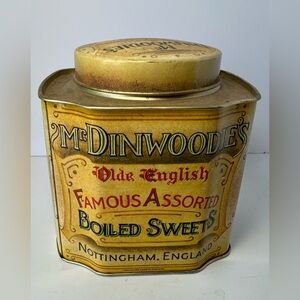 McDinwoodie's Olde English Famous Assorted‎ Boiled Sweets Tin Can 5 Vintage.